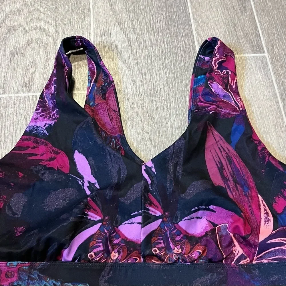 All in Motion Purple Tropical Print Sports Bra